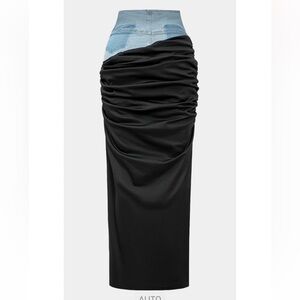 Chic Black and Denim Pencil Skirt